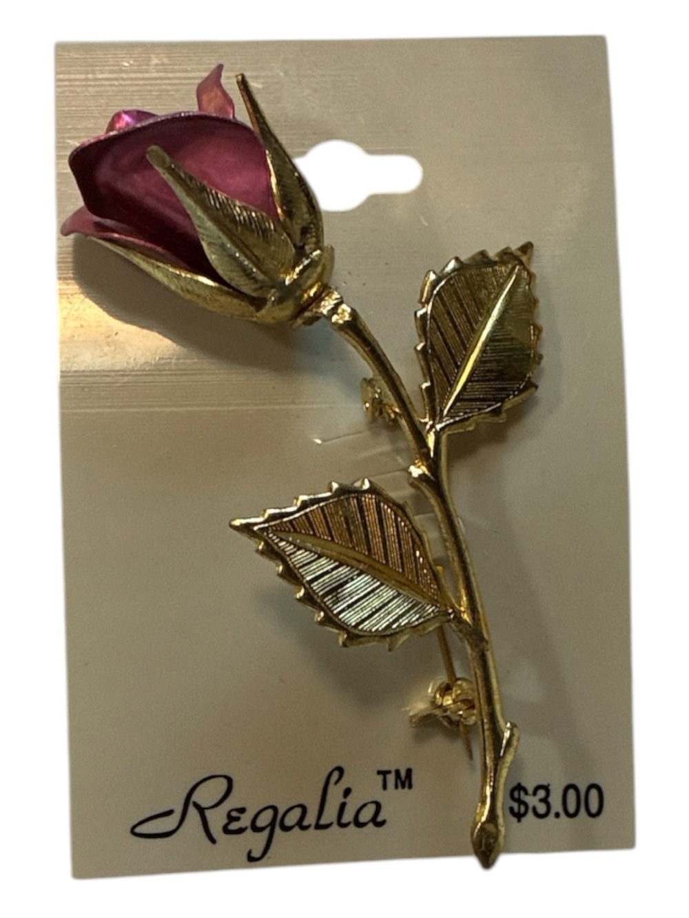 ✨ 3/$15 ✨ Regalia Gold-Tone Pink Rosebud Brooch